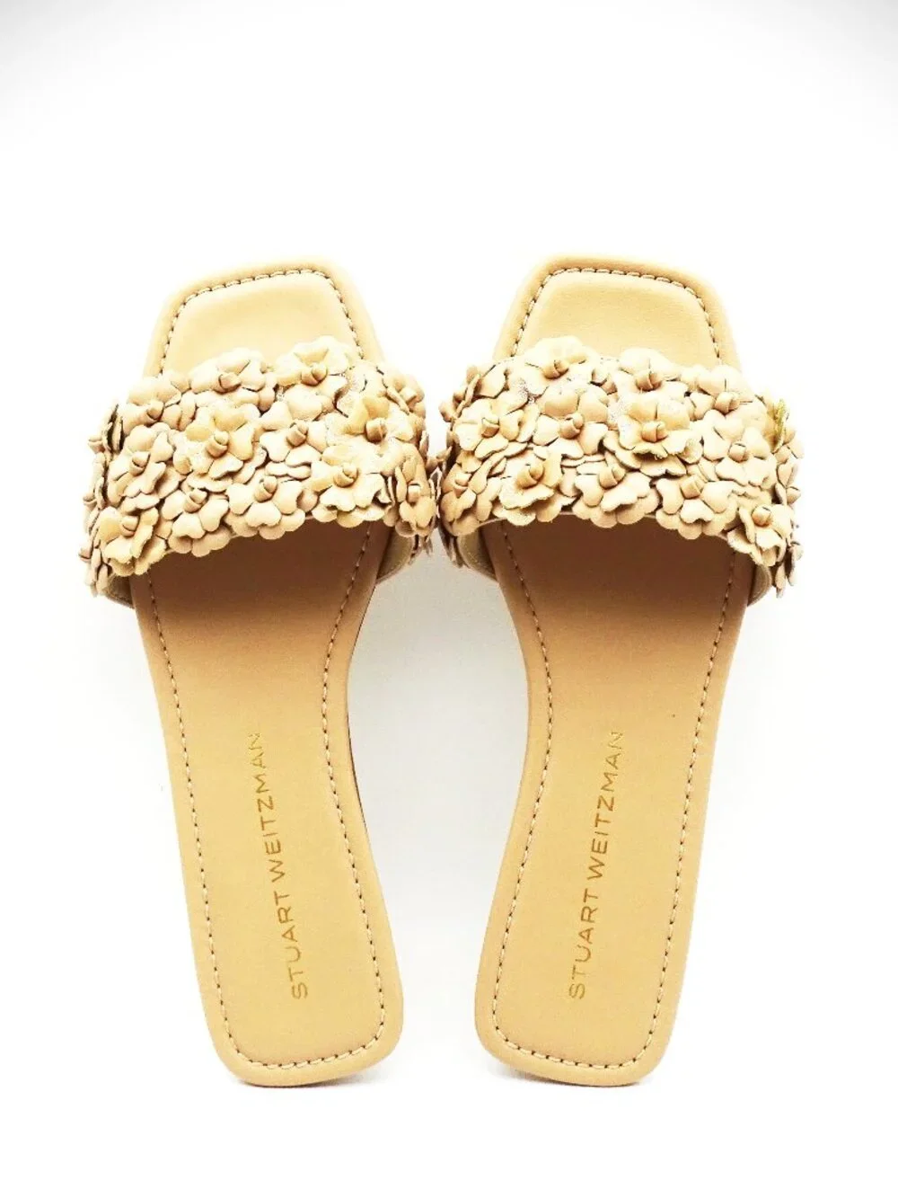 STUART WEITZMAN Meadow Leather & Synthetic Slide Sandal in Fawn Color Size 8.5B